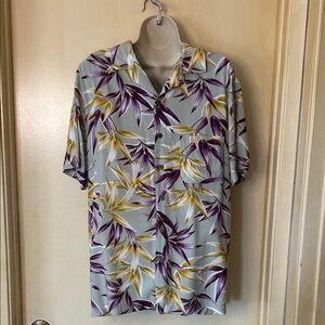George Men's Tropical Print Button Down Casual Shirt size M
